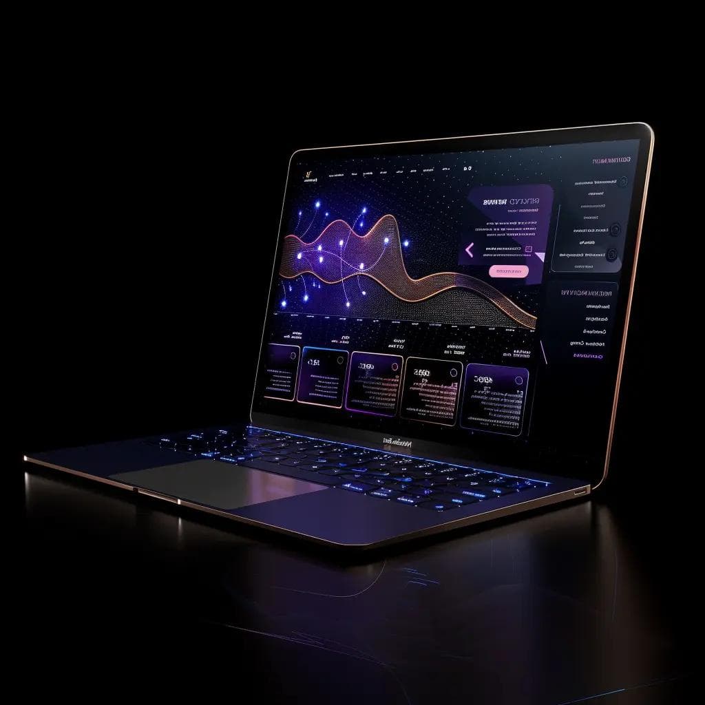 3D visualization of laptop displaying professional development